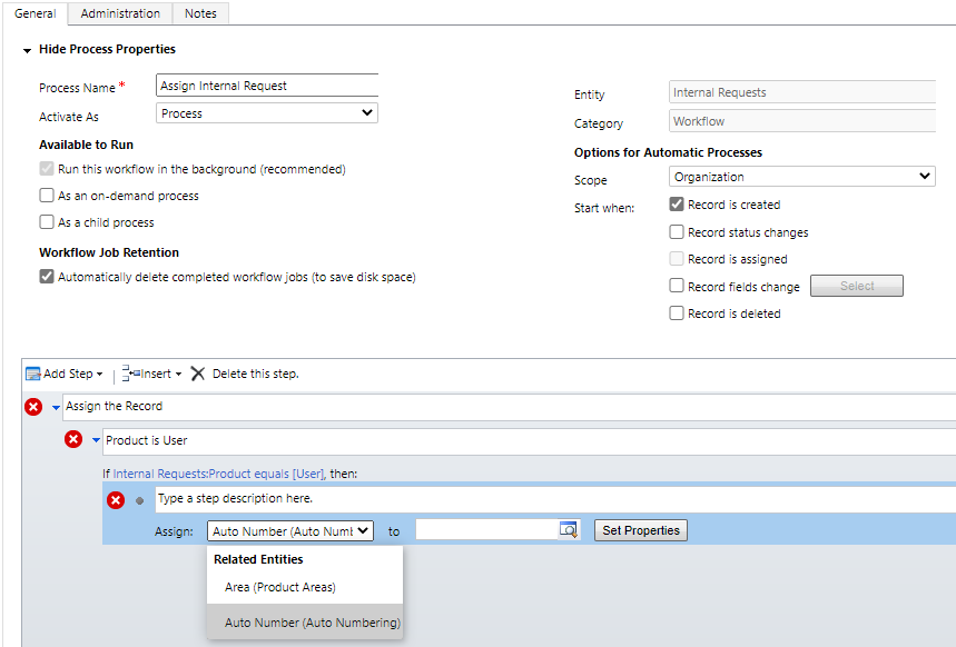 Assign Step Missing Entity